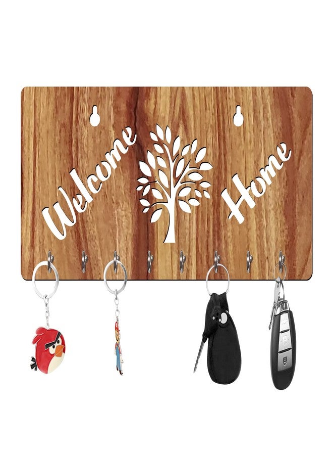Freny Exim Welcome Home Wooden Key Holder with Face Mask Hanging with 8 Hook - Beige 027 - Image 1